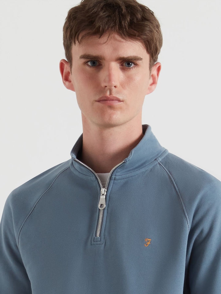 FARAH JIM 1/4 ZIP - CHALK BLUE