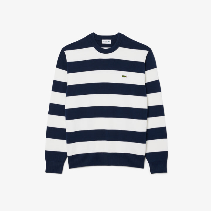 LACOSTE STRIPED CREW NECK - NAVY BLUE
