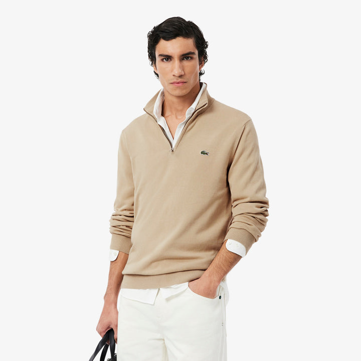 LACOSTE 1/2 ZIP KNIT - BEIGE