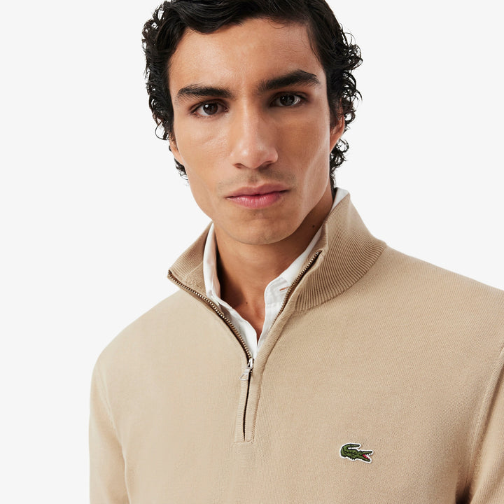 LACOSTE 1/2 ZIP KNIT - BEIGE