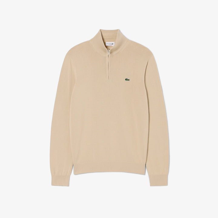 LACOSTE 1/2 ZIP KNIT - BEIGE