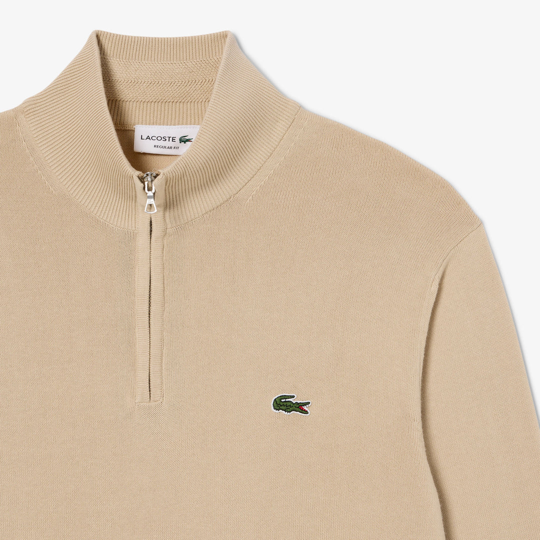 LACOSTE 1/2 ZIP KNIT - BEIGE