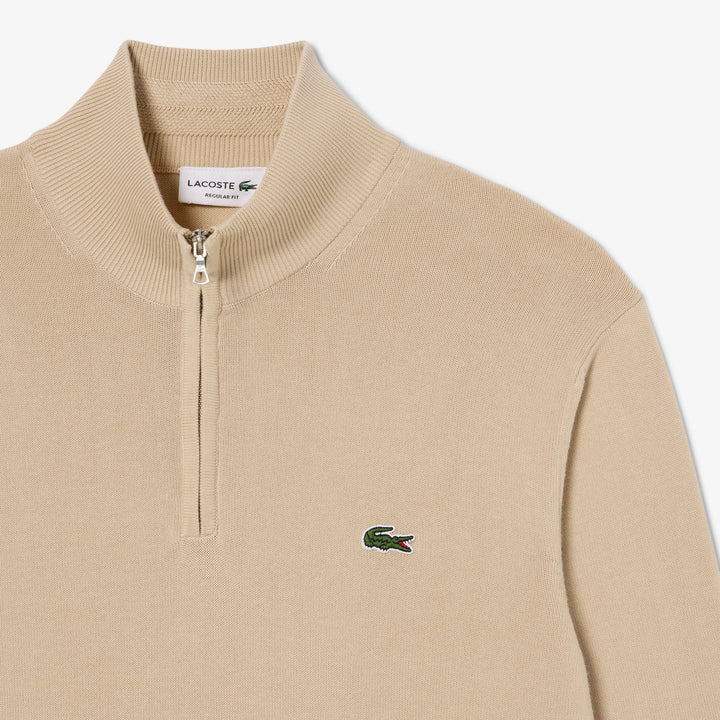 LACOSTE 1/2 ZIP KNIT - BEIGE