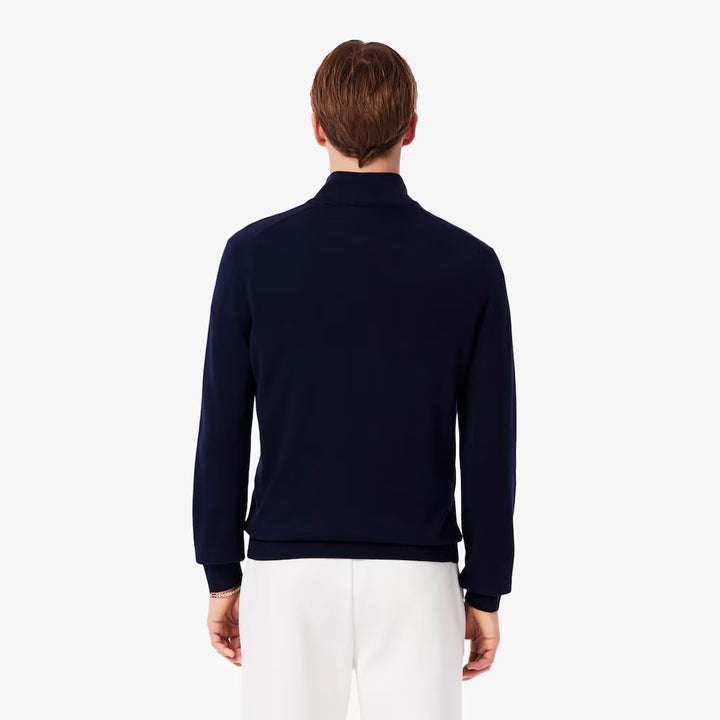LACOSTE HIGH NECK ZIPPED KNIT - NAVY