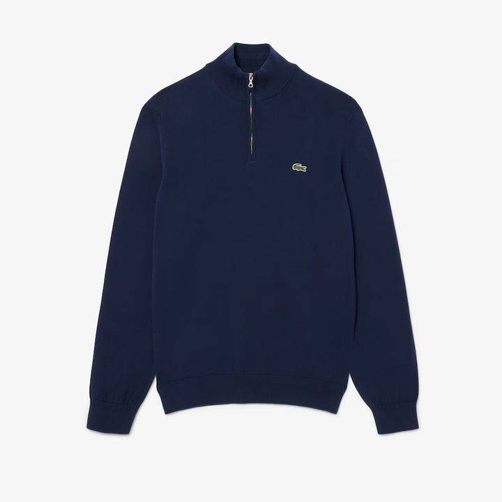 LACOSTE HIGH NECK ZIPPED KNIT - NAVY