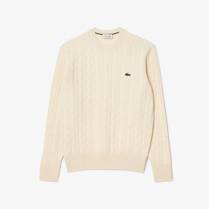 LACOSTE WOOL CABLE KNIT CREW - LAPLAND