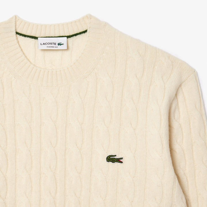LACOSTE WOOL CABLE KNIT CREW - LAPLAND