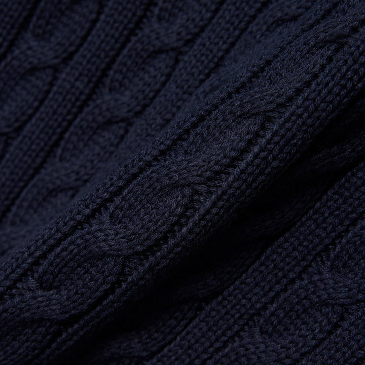 LACOSTE CABLE KNIT SWEAT - NAVY