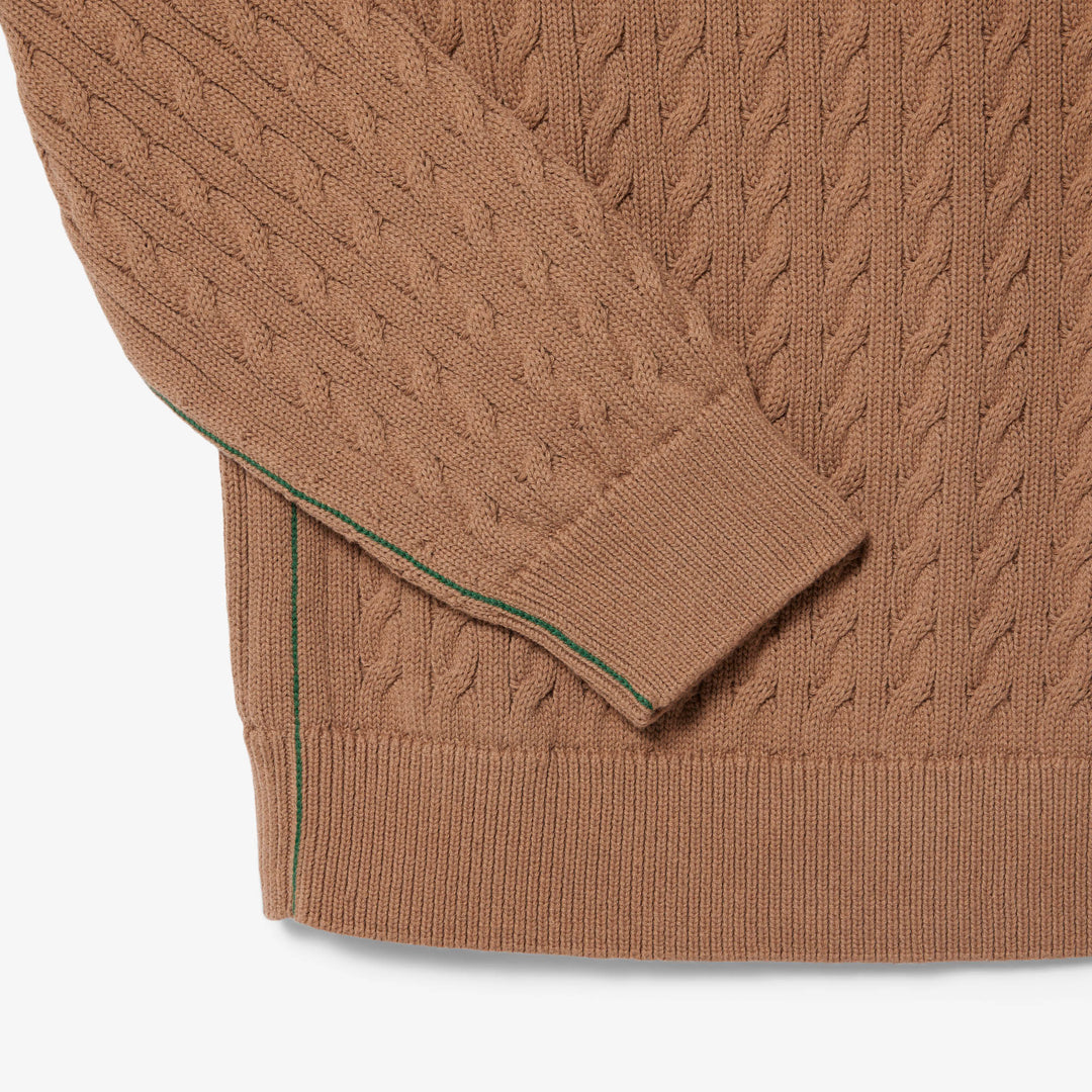 LACOSTE CABLE KNIT SWEAT - COOKIE