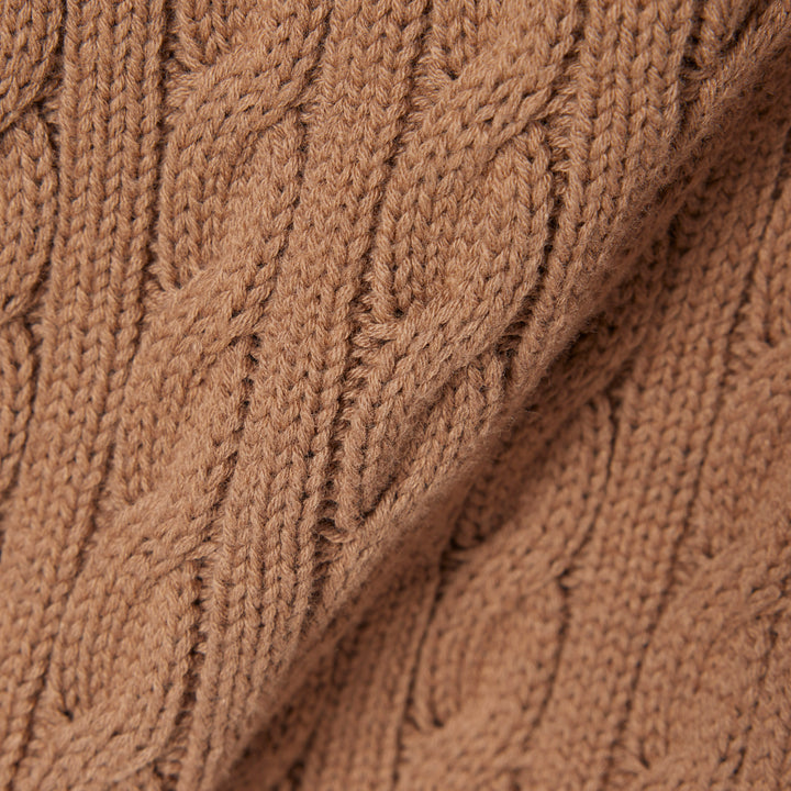 LACOSTE CABLE KNIT SWEAT - COOKIE