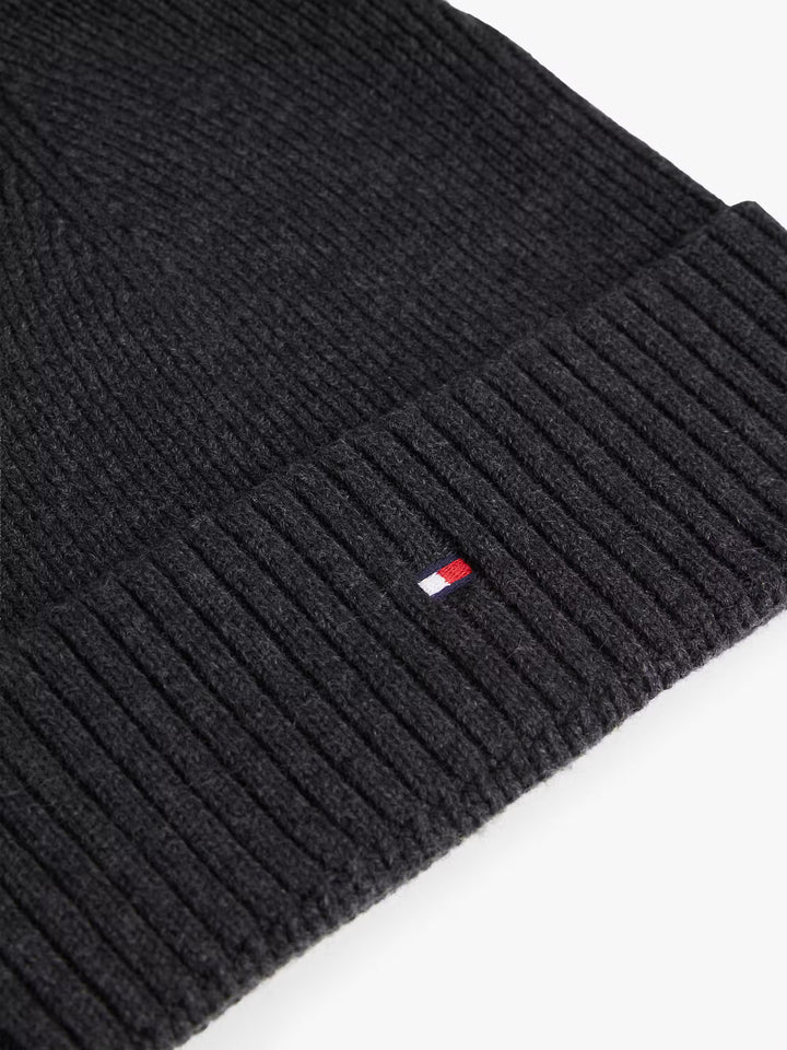 TH FLAG PIMA COTTON BEANIE - CHARCOAL GREY