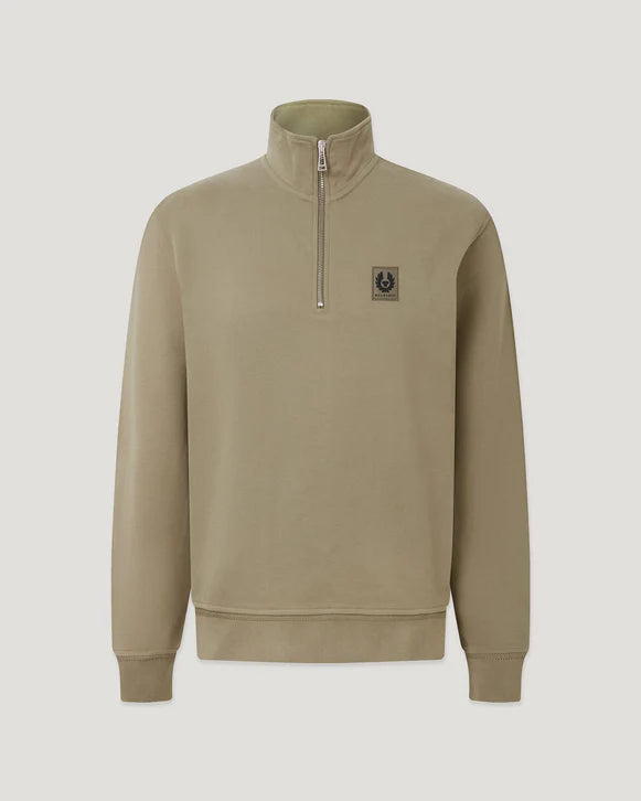 BELSTAFF 1/4 ZIP SWEATSHIRT - FATIGUE GREEN