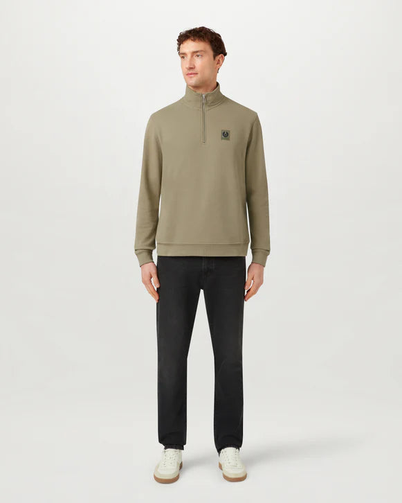 BELSTAFF 1/4 ZIP SWEATSHIRT - FATIGUE GREEN