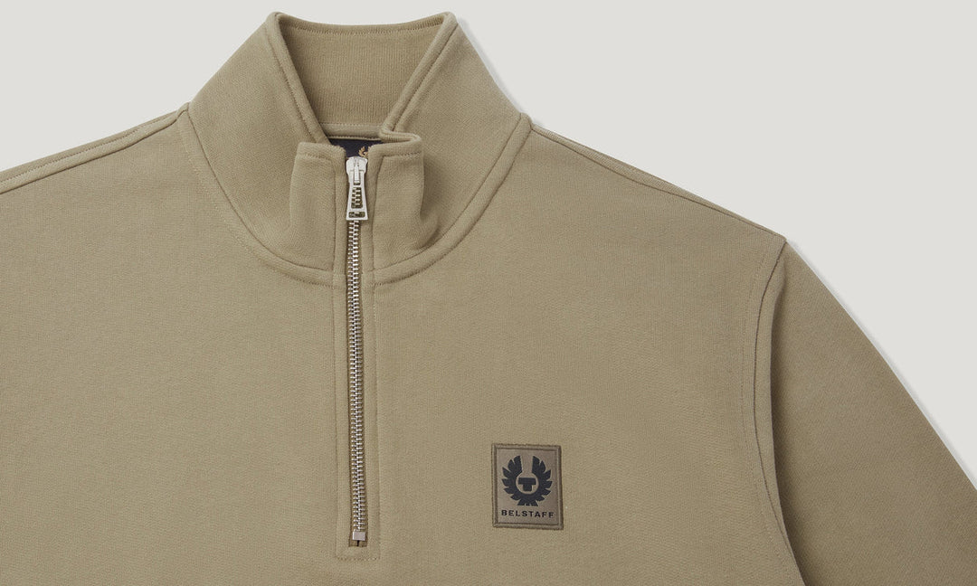 BELSTAFF 1/4 ZIP SWEATSHIRT - FATIGUE GREEN
