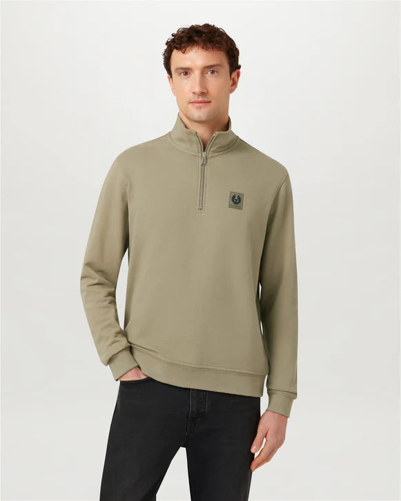 BELSTAFF 1/4 ZIP SWEATSHIRT - FATIGUE GREEN
