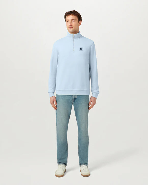 BELSTAFF 1/4 ZIP SWEATSHIRT - SKY BLUE