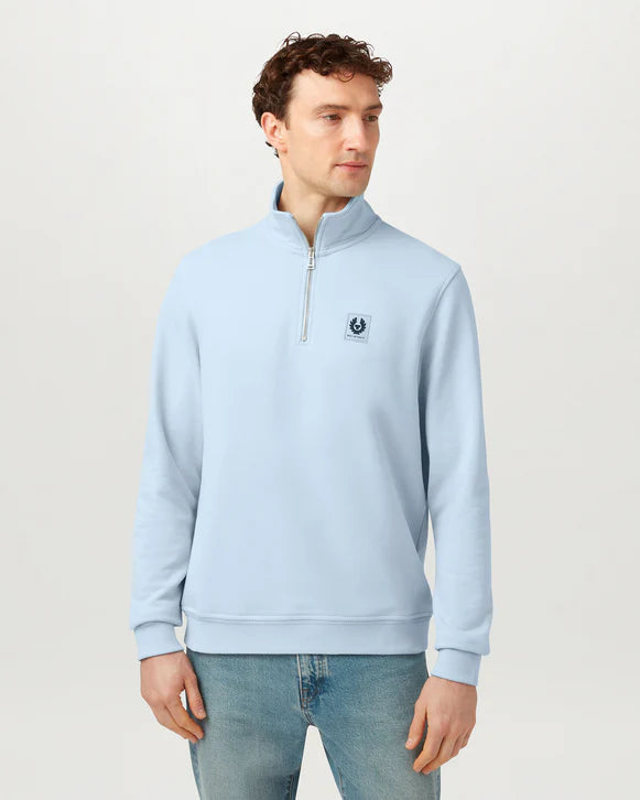 BELSTAFF 1/4 ZIP SWEATSHIRT - SKY BLUE