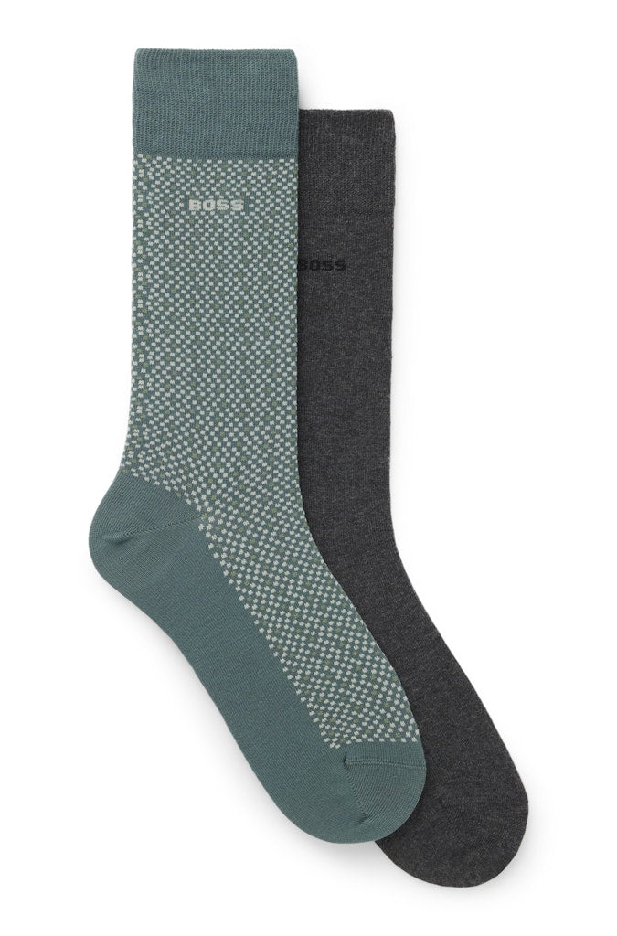 BOSS - Regular-length logo socks in mercerised Egyptian cotton - Black BOSS - Regular-length logo socks in mercerised Egyptian cotton - Black