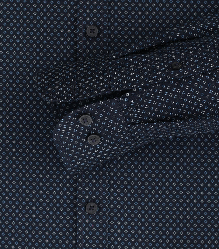 CASA MODA L/S PRINT SHIRT + - 100 BLUE