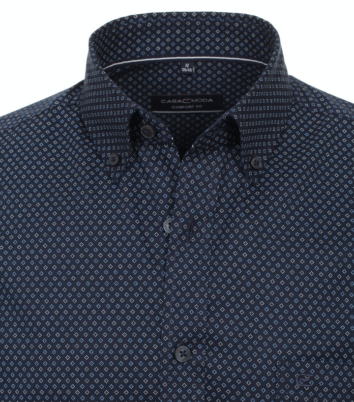 CASA MODA L/S PRINT SHIRT + - 100 BLUE