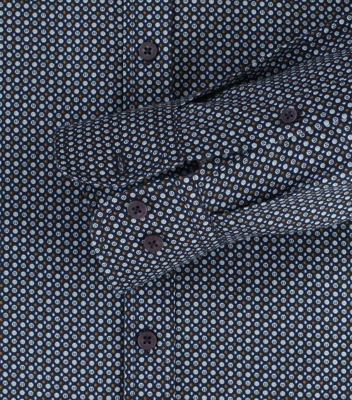 CASA MODA L/S PRINT - 100 BLUE