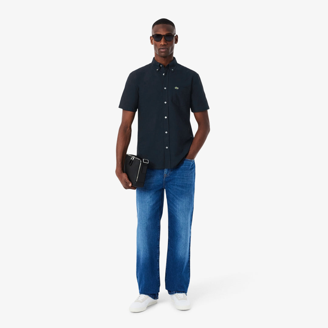 LACOSTE REG SS OXFORD - NAVY BLUE