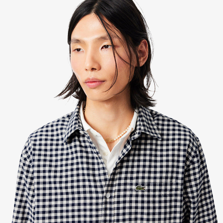 LACOSTE WINTER CHECK SHIRT - LAP/NAVY