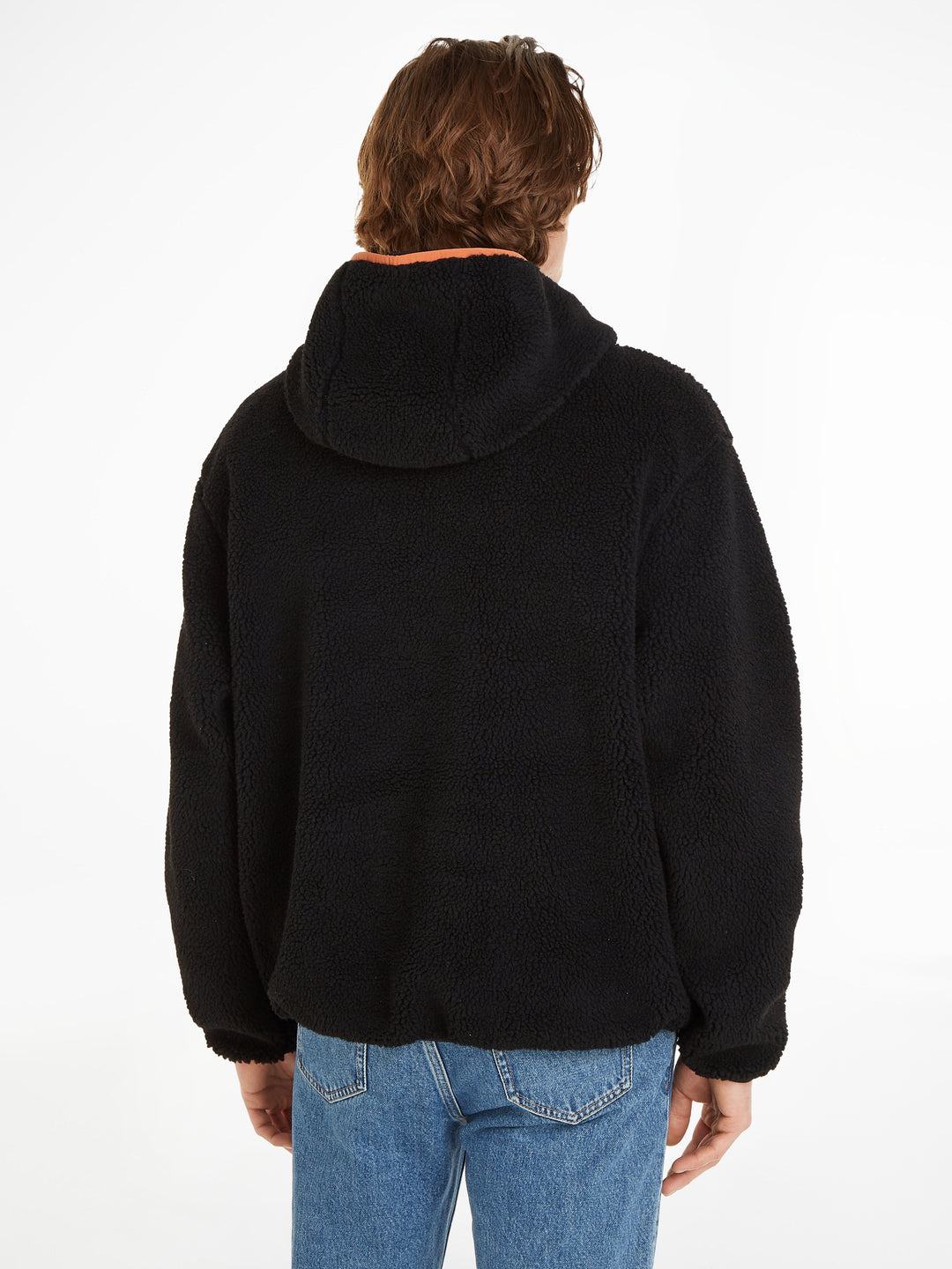 CKJ SHERPA HALF ZIP HOODIE - BLACK