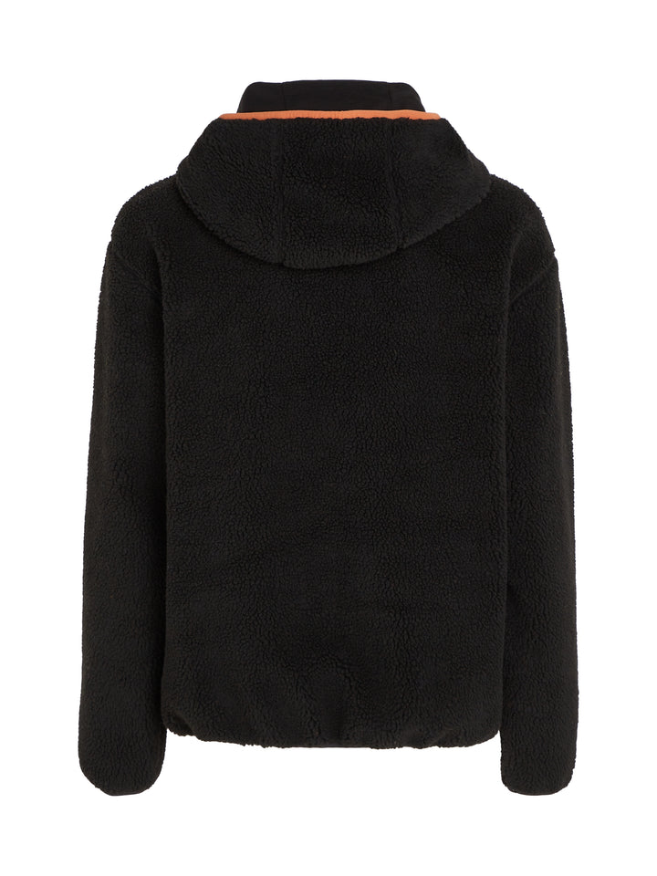 CKJ SHERPA HALF ZIP HOODIE - BLACK