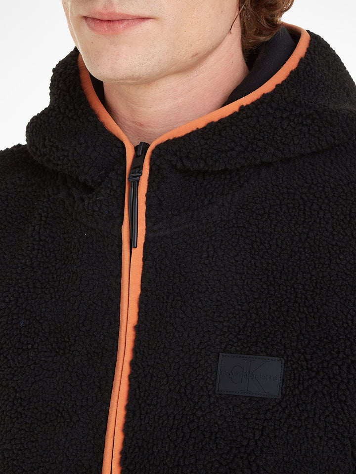 CKJ SHERPA HALF ZIP HOODIE - BLACK