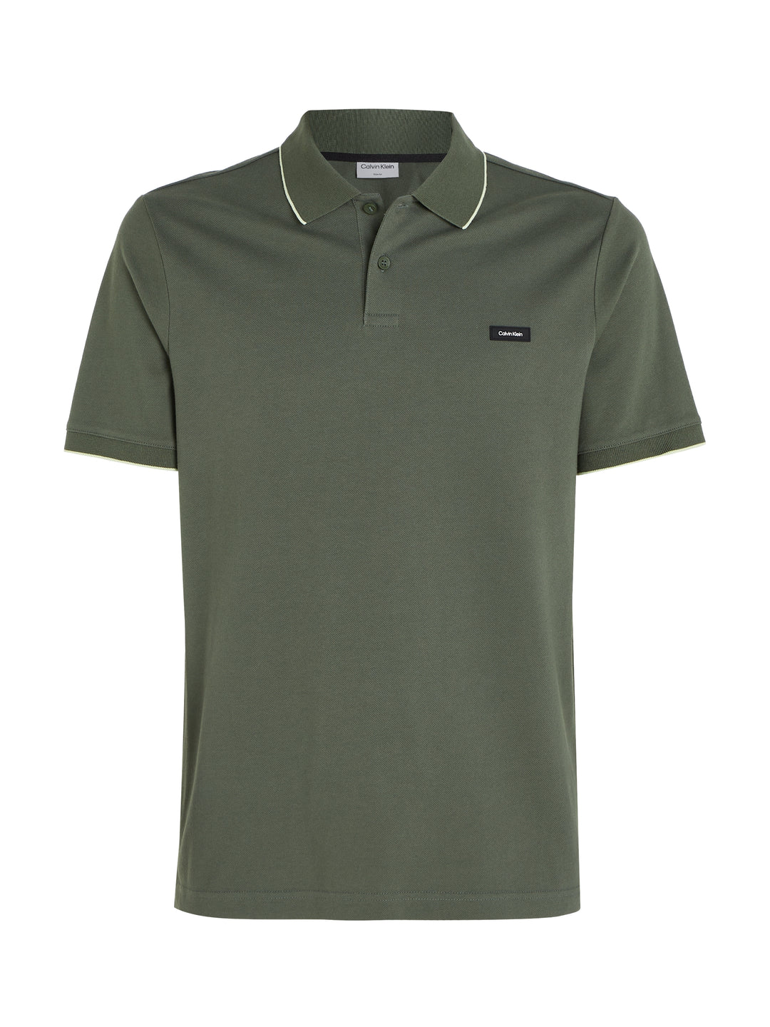 CK STRETCH PIQUE TIPPING POLO - THYME