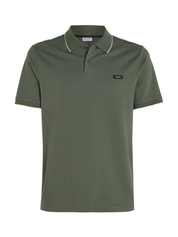 CK STRETCH PIQUE TIPPING POLO - THYME