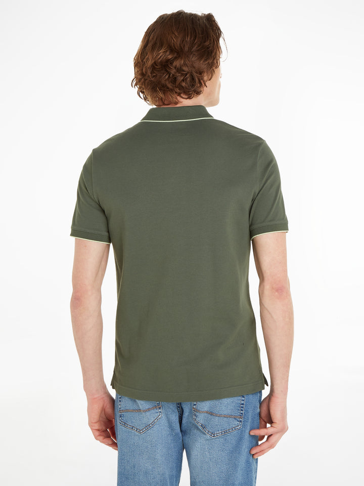 CK STRETCH PIQUE TIPPING POLO - THYME