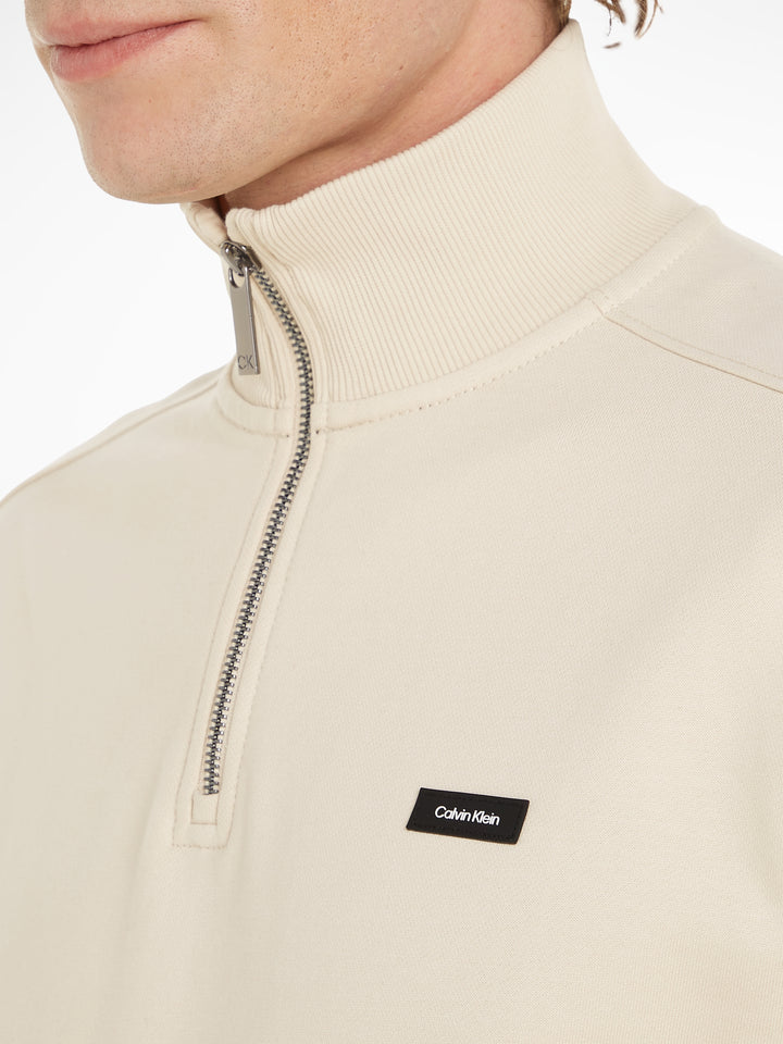 CK COTTON COMFORT QUARTER ZIP - FOG