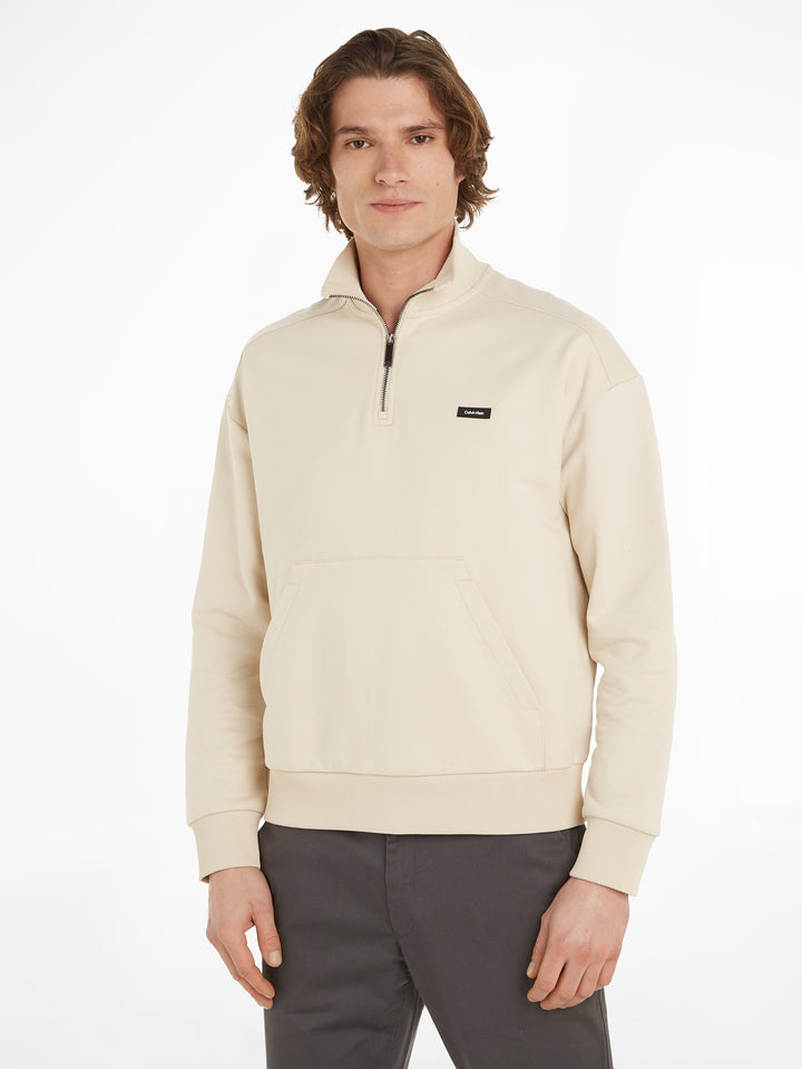 CK COTTON COMFORT QUARTER ZIP - FOG