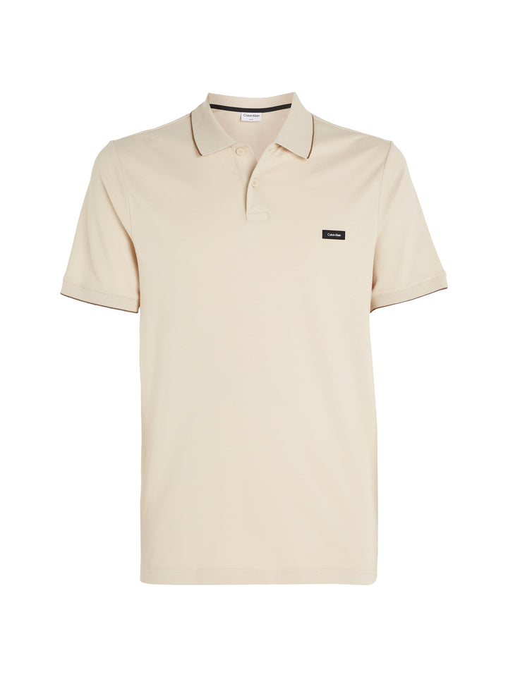 CK STRETCH PIQUE TIPPING POLO - FOG