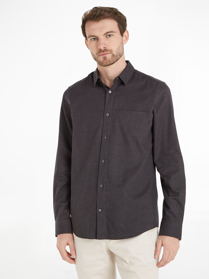 CK FLANNEL SOLID SHIRT - MAGNET