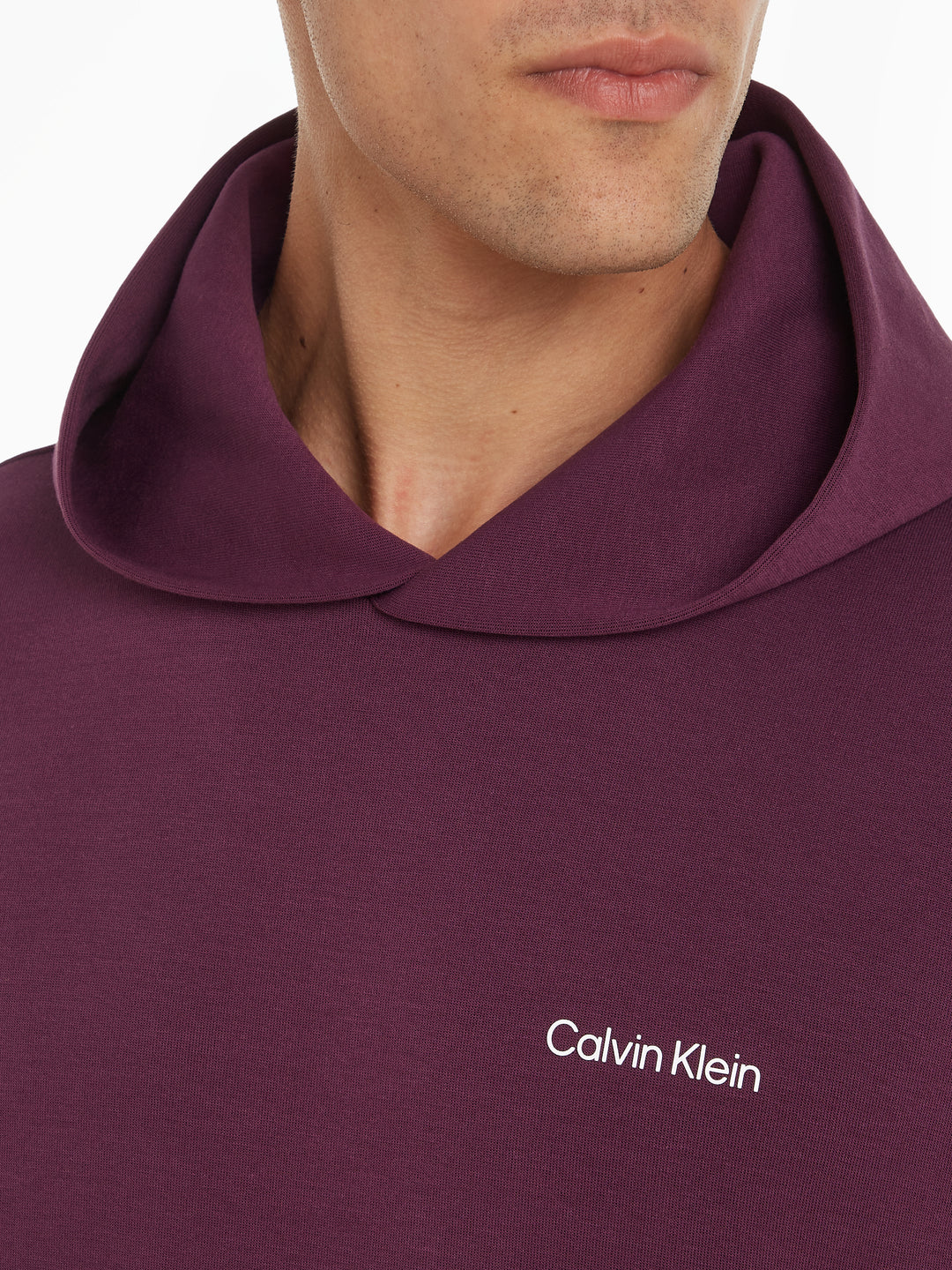 CK MICRO LOGO REPREVE HOODIE - PLUM
