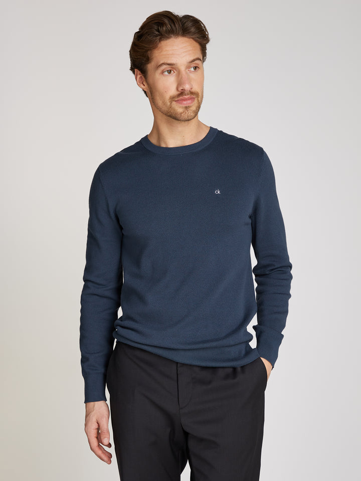 CK MICRO PIQUE STRUCTURE SWEATER - INK