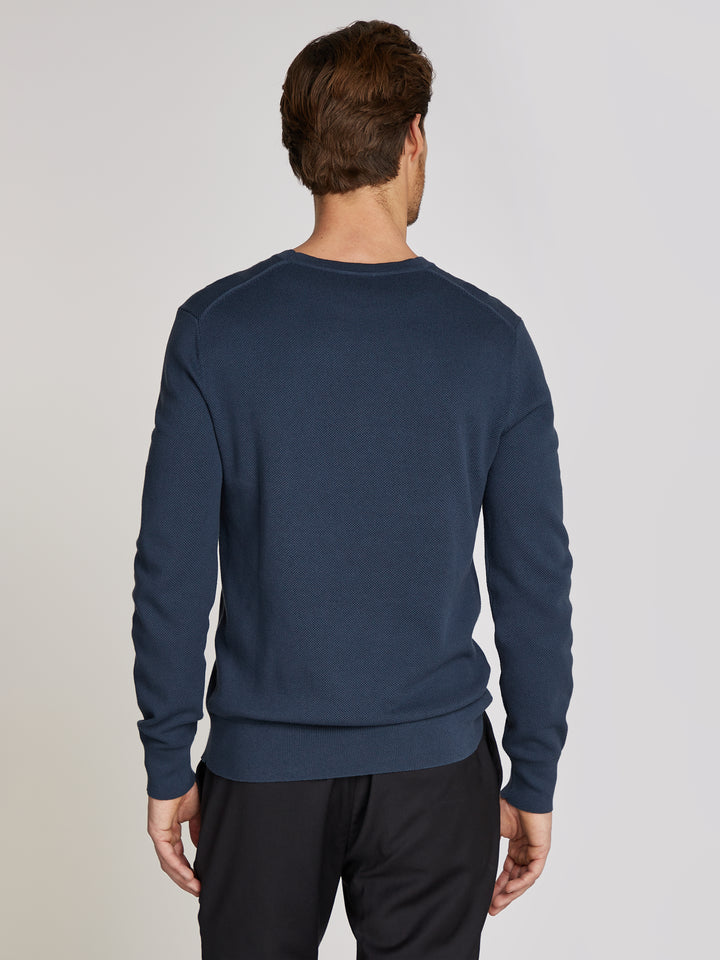 CK MICRO PIQUE STRUCTURE SWEATER - INK