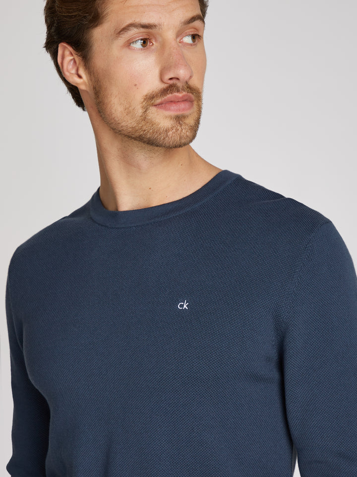 CK MICRO PIQUE STRUCTURE SWEATER - INK
