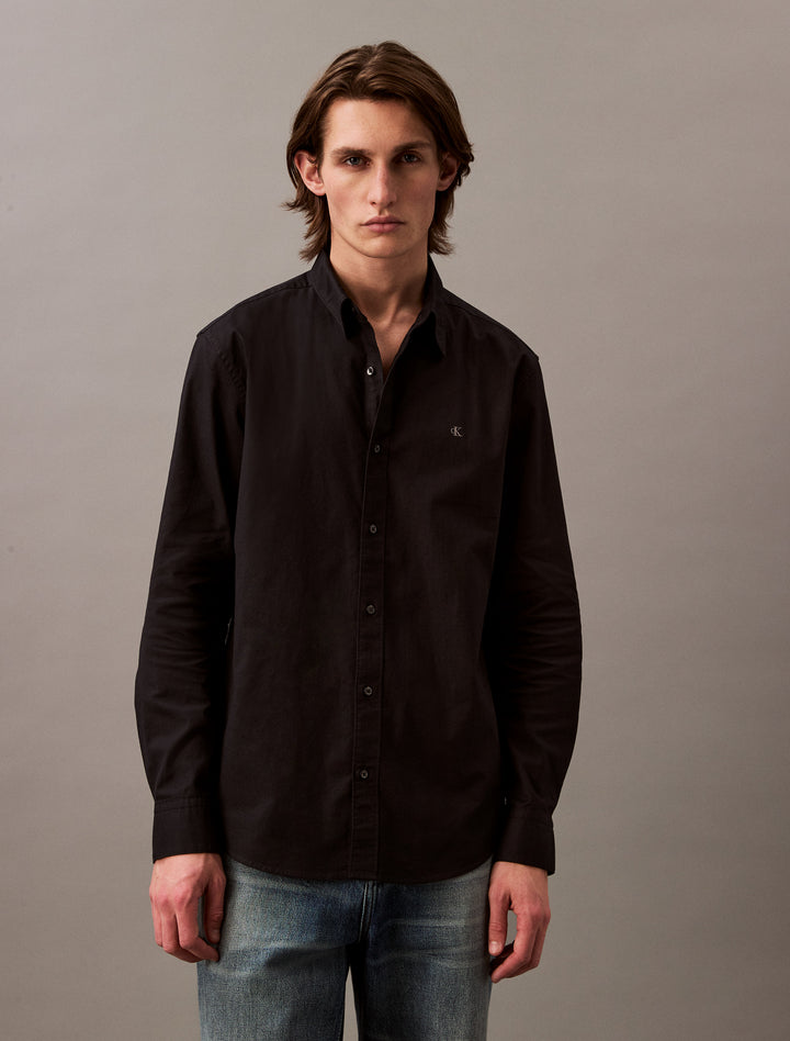 CKJ LS SOLID OXFORD CLASSIC SHIRT - BLACK