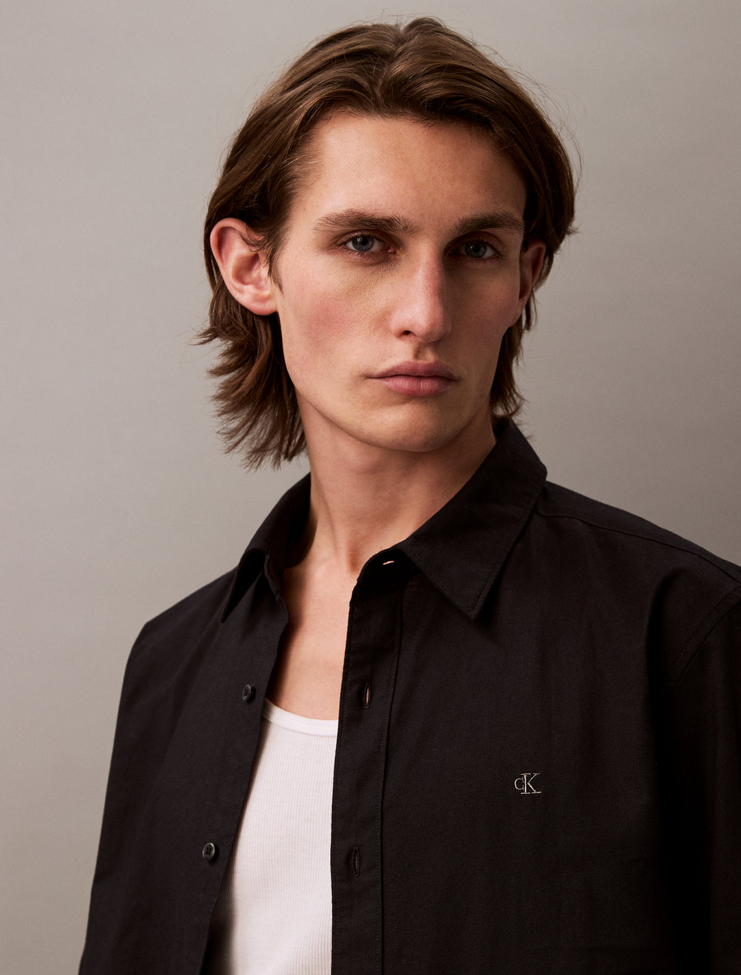 CKJ LS SOLID OXFORD CLASSIC SHIRT - BLACK