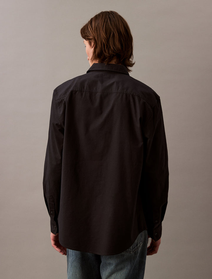 CKJ LS SOLID OXFORD CLASSIC SHIRT - BLACK