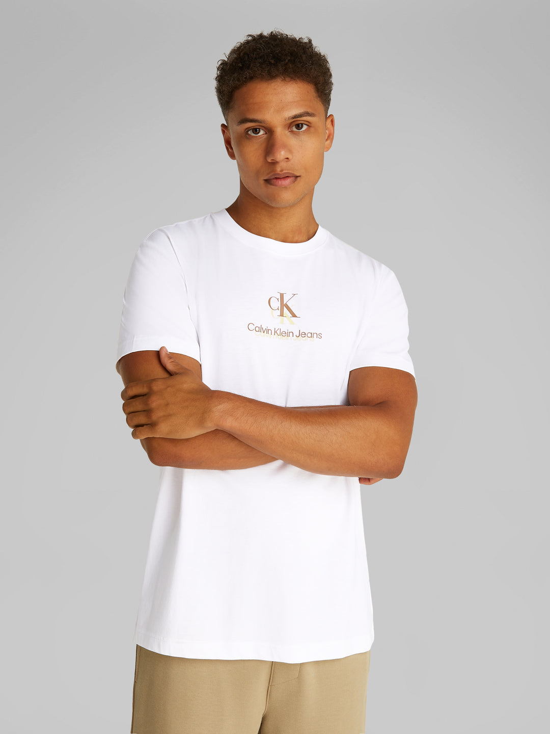 CKJ SHADOW LOGO TEE - BRIGHT WHITE