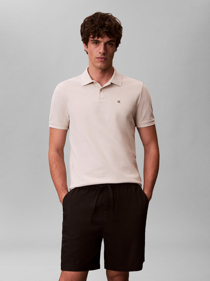 CKJ SS MONOGRAM PIQUE POLO - OATMEAL