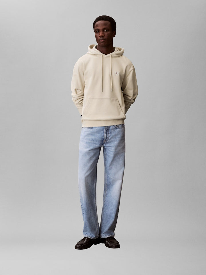 CKJ LS EU 350TERRY BADGE HOOD - OATMEAL