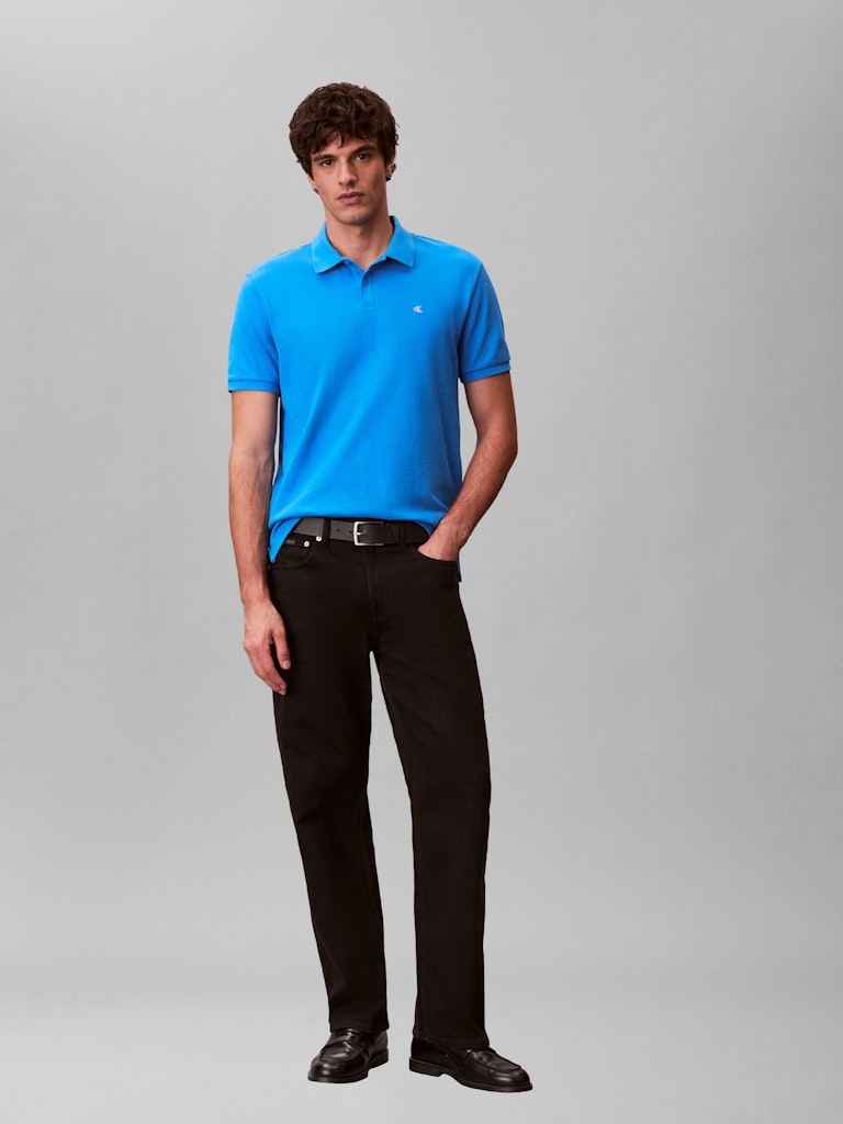 CKJ SS MONOGRAM PIQUE POLO - FRENCH BLUE
