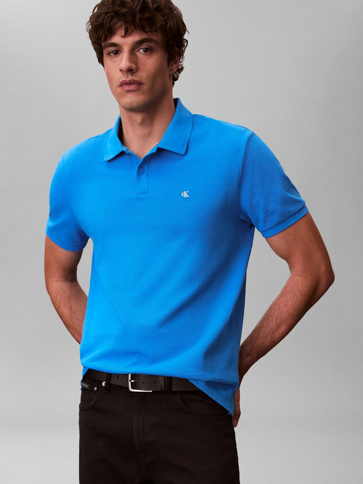 CKJ SS MONOGRAM PIQUE POLO - FRENCH BLUE