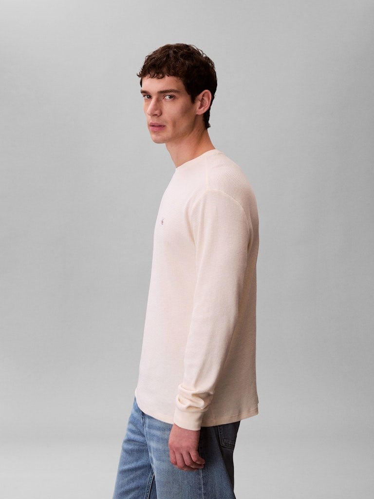 CKJ LS WAFFLE BADGE CREWNK TEE - CALICO